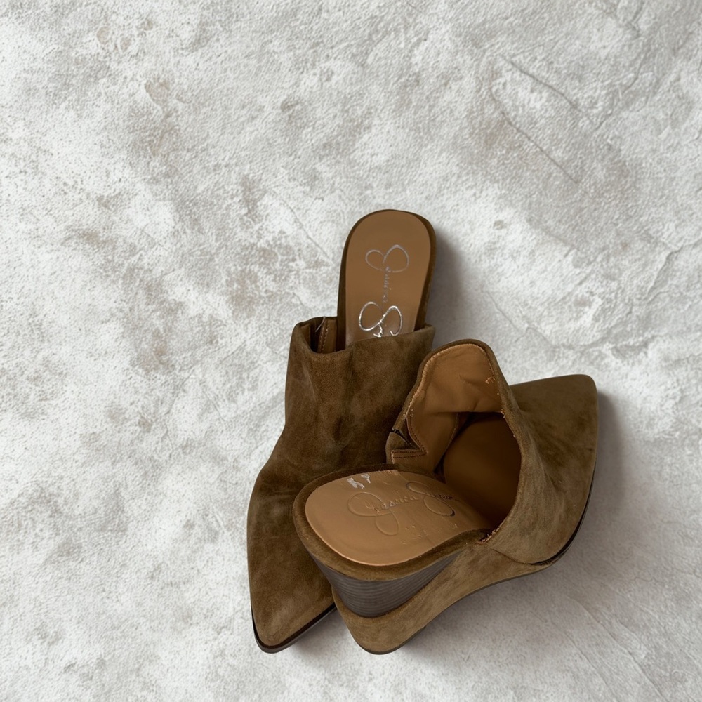 Jessica Simpson Brown Leather Mules Stylish Comfort